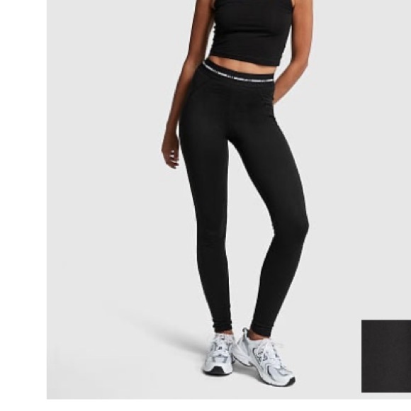 Pink/Victorias Secret black leggings size M - Picture 1 of 1